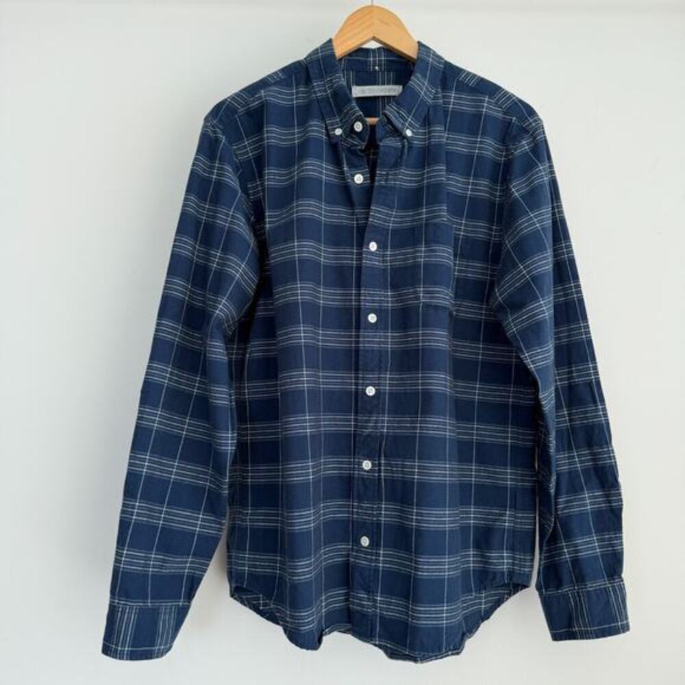 Outerknown Shirt Mens Large Blue Plaid Button Up Organic Cotton Outdoor Preppy